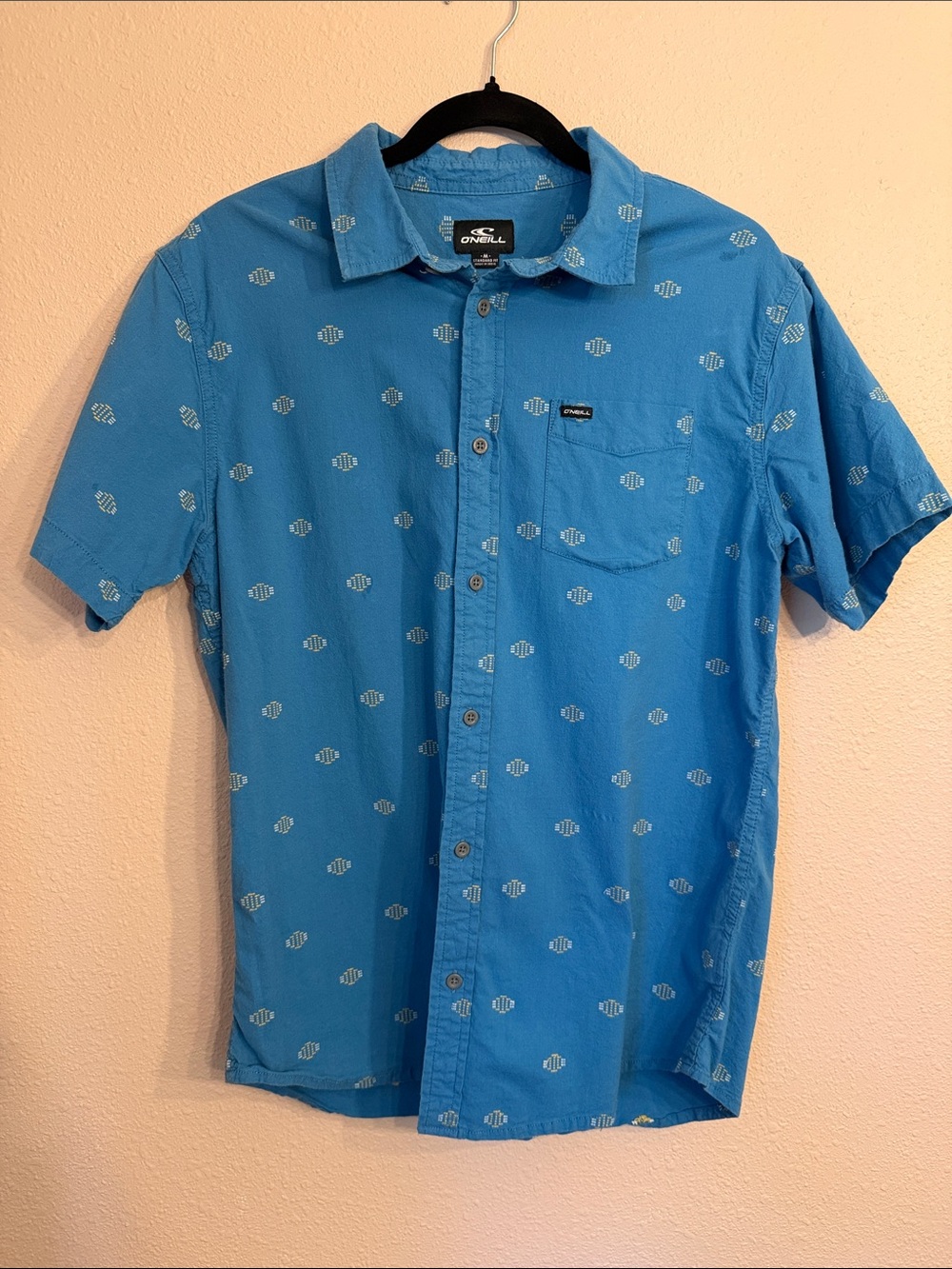 O'Neill Men's Bright Blue Short-Sleeve Button-Down Shirt